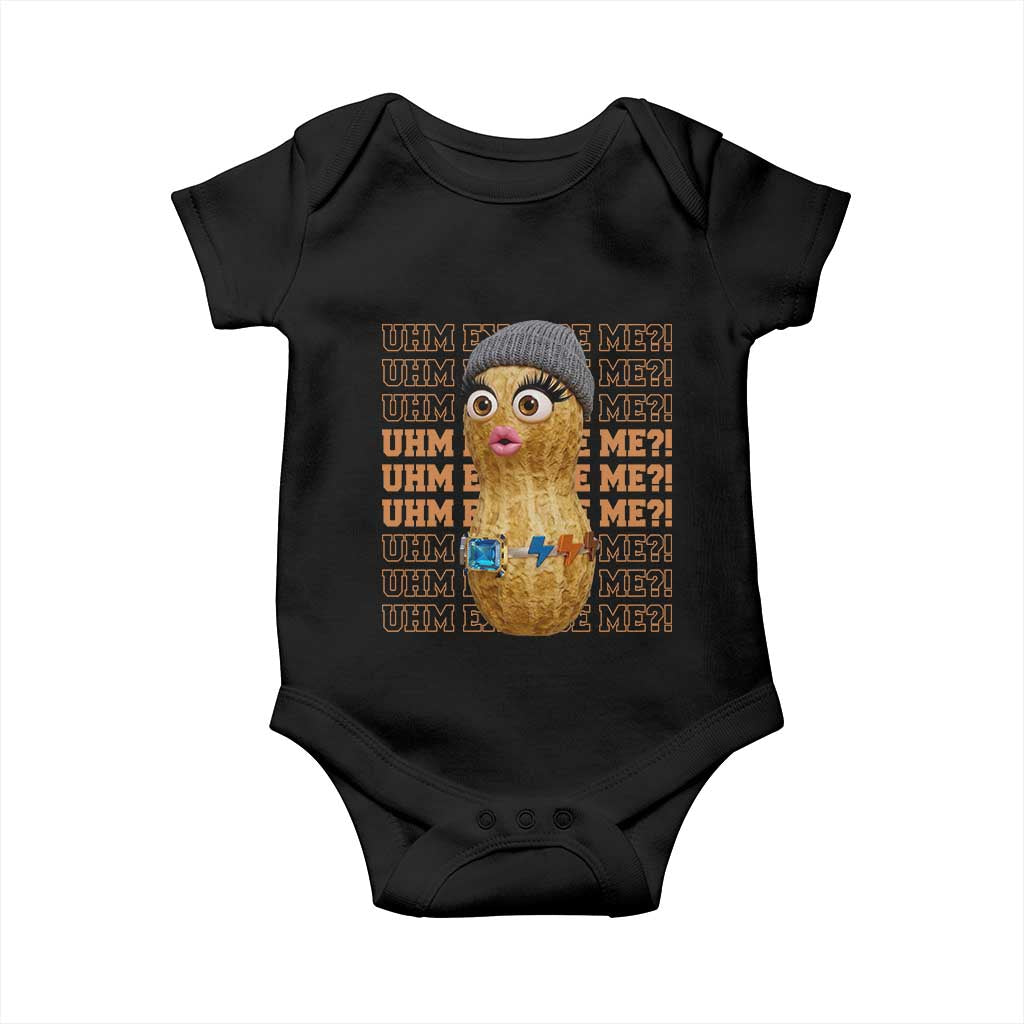Funny Burnt Peanut Goop Baby Onesie Uhm Excuse Me TS14 Black Print Your Wear