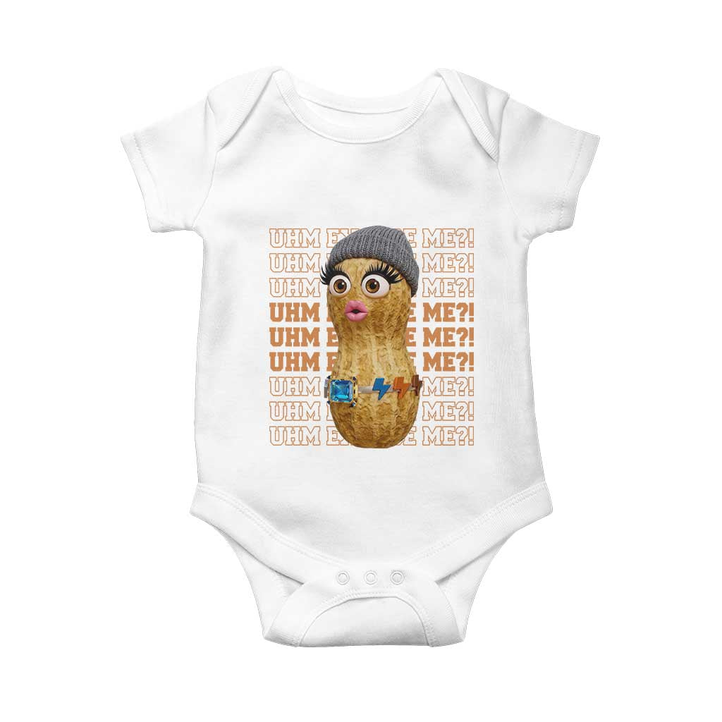 Funny Burnt Peanut Goop Baby Onesie Uhm Excuse Me TS14 White Print Your Wear