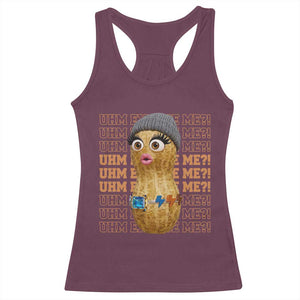 Funny Burnt Peanut Goop Racerback Tank Top Uhm Excuse Me TS14 Maroon Print Your Wear