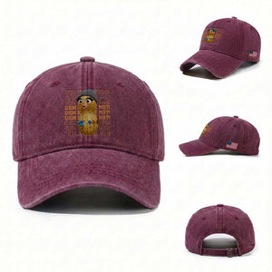 Funny Burnt Peanut Goop Washed Cotton Baseball Cap Uhm Excuse Me TS14 Washed Cap Universal Fit Burgundy Print Your Wear