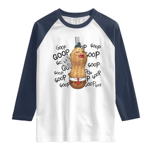 Funny Burnt Peanut Raglan Shirt Goop Bungulato Homage TS14 White Navy Print Your Wear