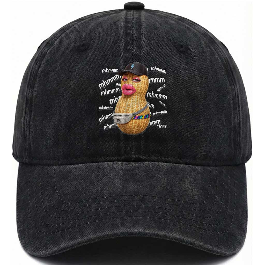 Funny Burnt Peanut Goop Washed Cotton Baseball Cap Mhmmm Goop Bungulato TS14 Washed Cap Universal Fit Black Print Your Wear