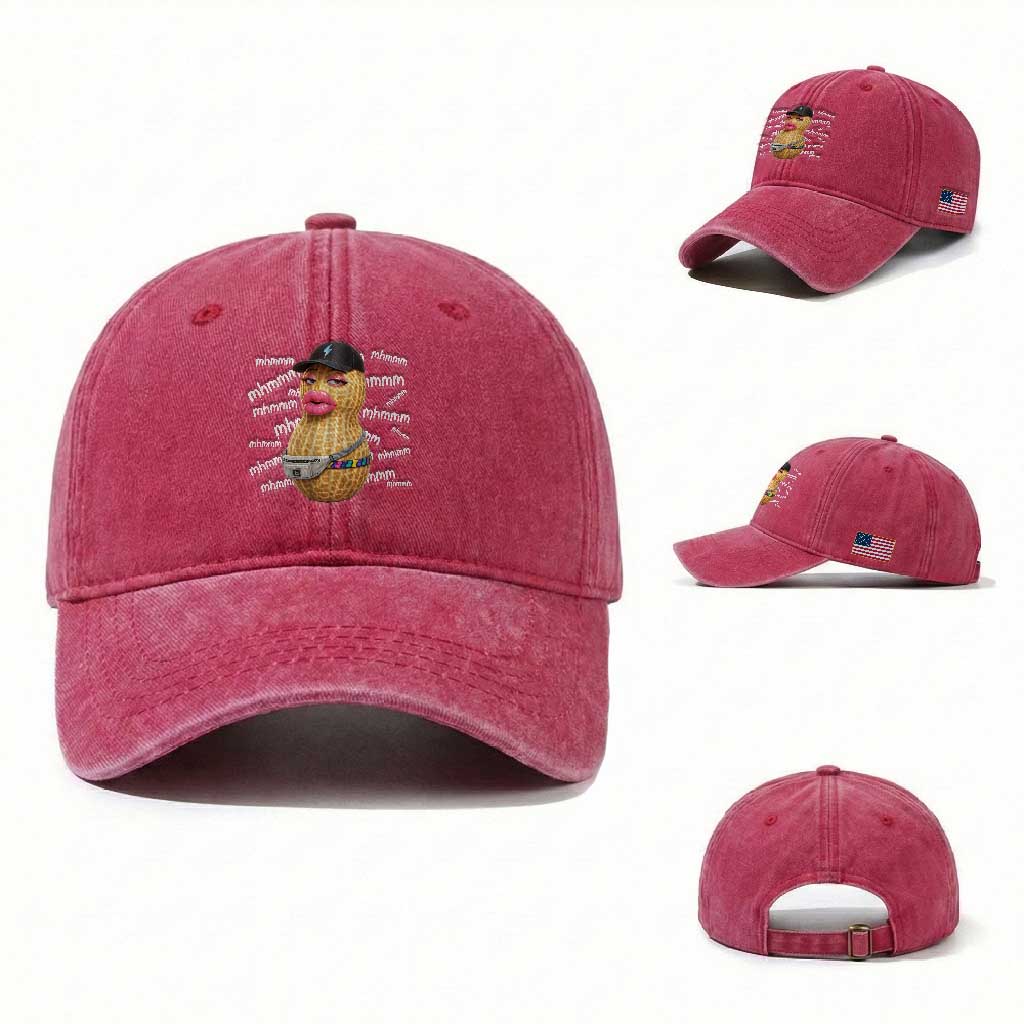 Funny Burnt Peanut Goop Washed Cotton Baseball Cap Mhmmm Goop Bungulato TS14 Washed Cap Universal Fit Red Print Your Wear
