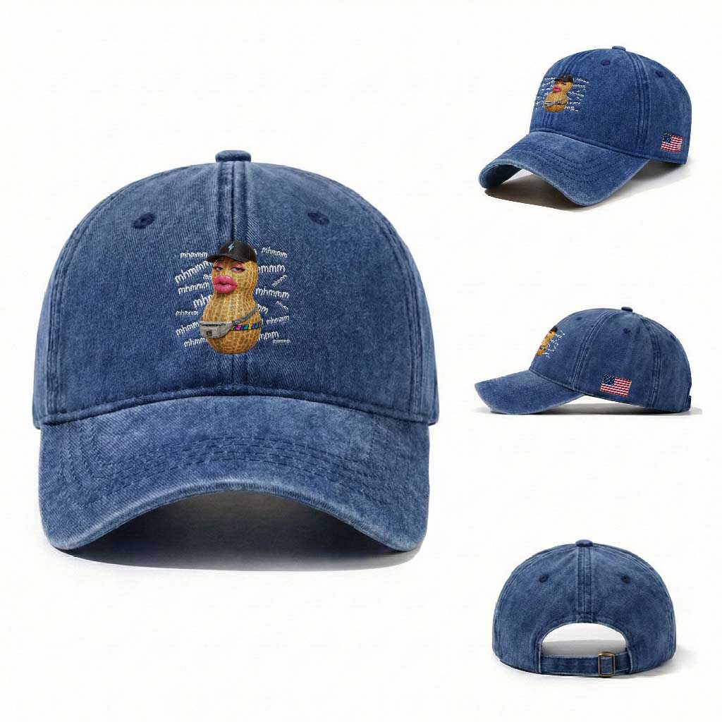 Funny Burnt Peanut Goop Washed Cotton Baseball Cap Mhmmm Goop Bungulato TS14 Washed Cap Universal Fit Royal Blue Print Your Wear