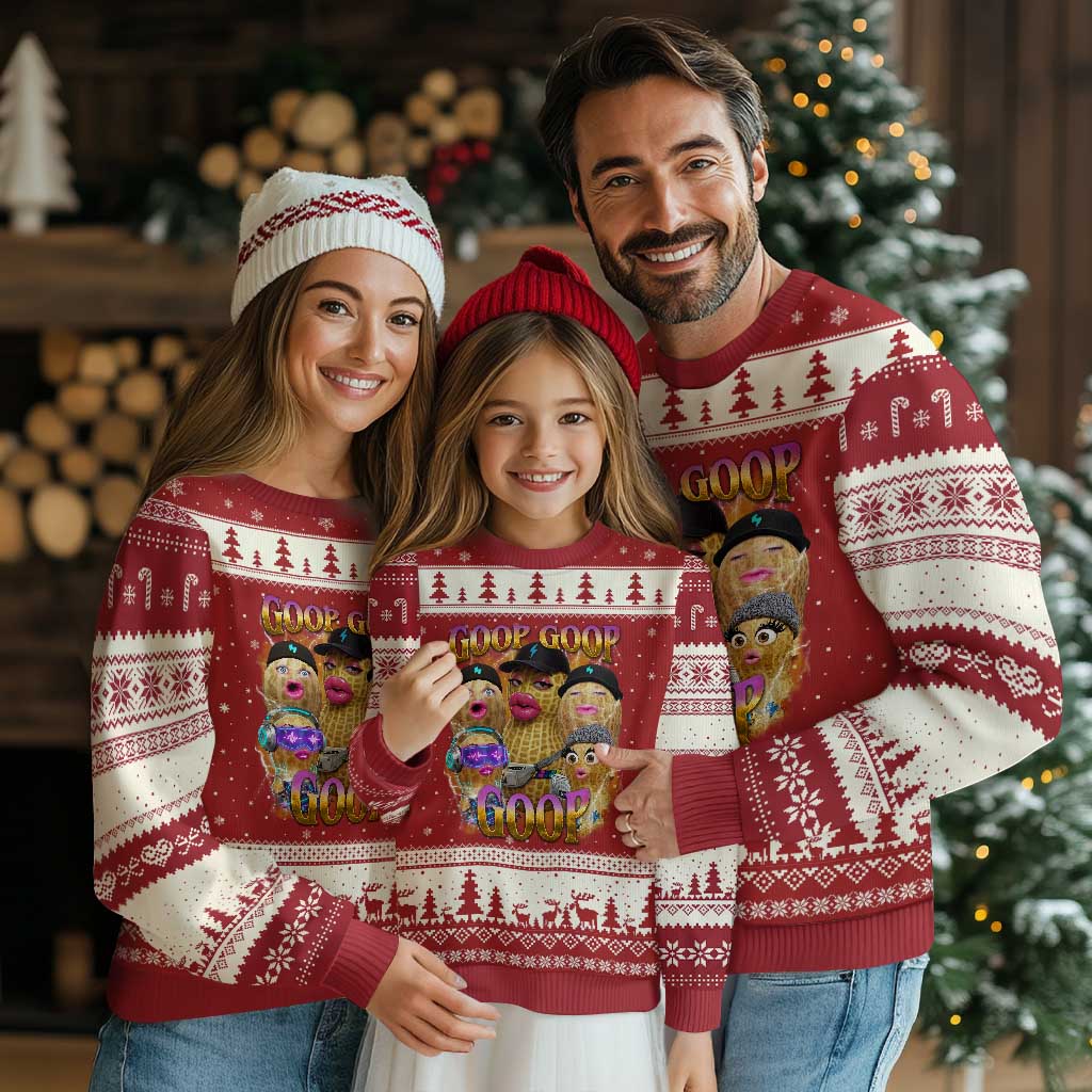 Funny Burnt Peanut Goop Ugly Christmas Sweater Bungulato 90s Bootleg Meme Trendy TS14 Red Beige Print Your Wear
