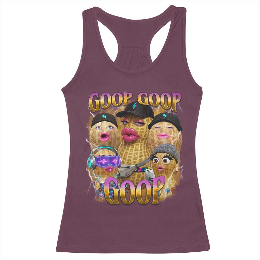 Funny Burnt Peanut Goop Racerback Tank Top Bungulato 90s Bootleg Meme Trendy TS14 Maroon Print Your Wear