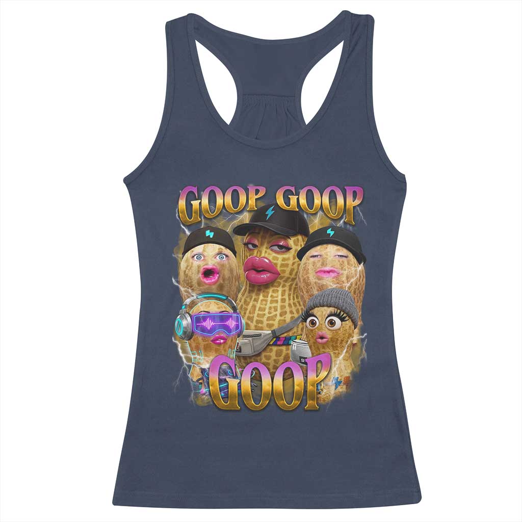Funny Burnt Peanut Goop Racerback Tank Top Bungulato 90s Bootleg Meme Trendy TS14 Navy Print Your Wear