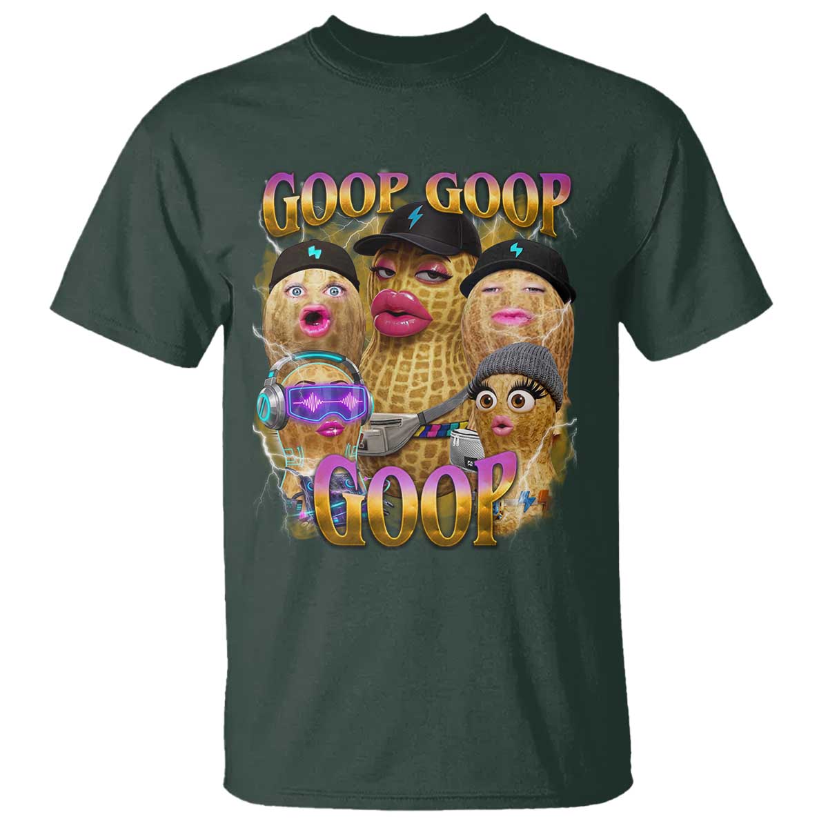 Funny Burnt Peanut Goop T Shirt Bungulato 90s Bootleg Meme Trendy TS14 Dark Forest Green Print Your Wear