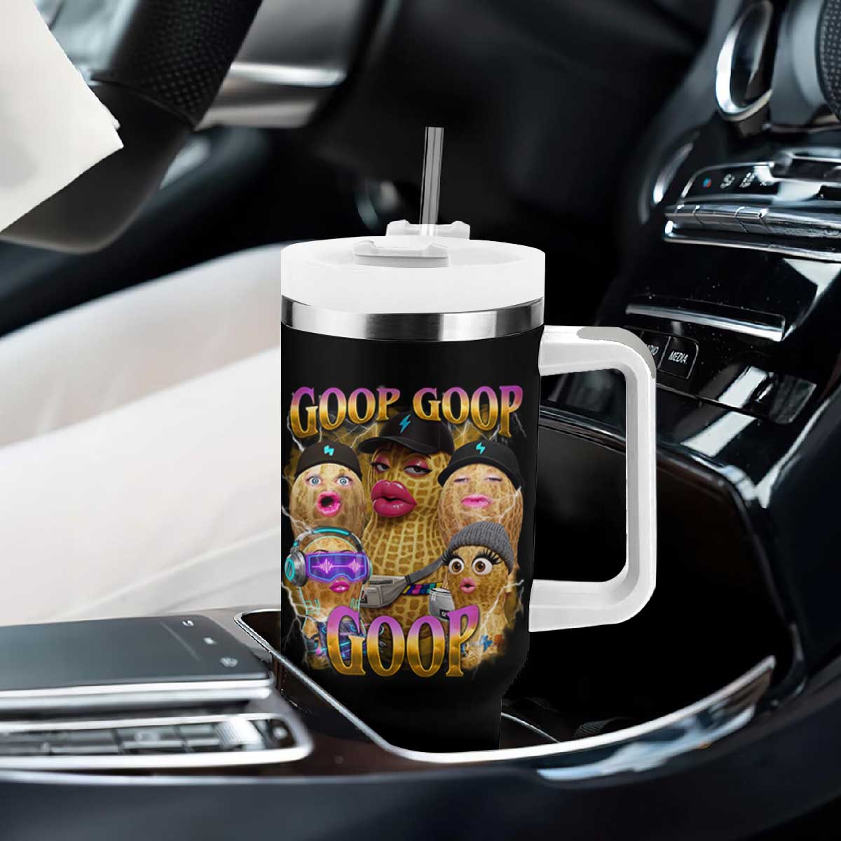 Funny Burnt Peanut Goop Tumbler With Handle Bungulato 90s Bootleg Meme Trendy TS14 Print Your Wear