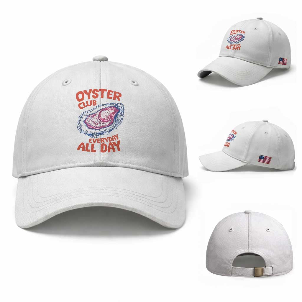 Oyster Club Baseball Cap Retro Summer Beach Vacation Gift TS14 Baseball Cap Universal Fit White Print Your Wear