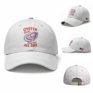 Oyster Club Baseball Cap Retro Summer Beach Vacation Gift TS14 Baseball Cap Universal Fit White Print Your Wear
