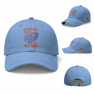 Oyster Club Baseball Cap Retro Summer Beach Vacation Gift TS14 Baseball Cap Universal Fit Light Blue Print Your Wear