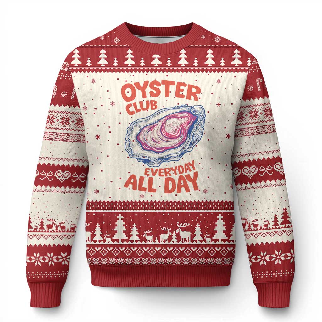 Oyster Club Ugly Christmas Sweater Retro Summer Beach Vacation Gift TS14 Beige Red Print Your Wear