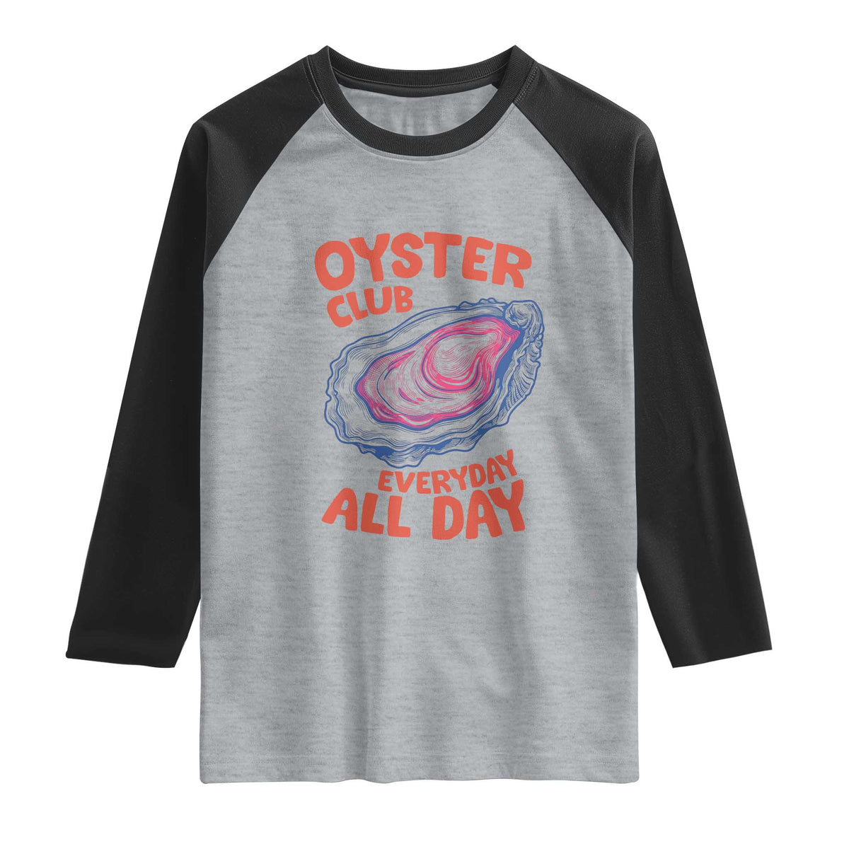 Oyster Club Raglan Shirt Retro Summer Beach Vacation Gift TS14 Heather Gray Black Print Your Wear