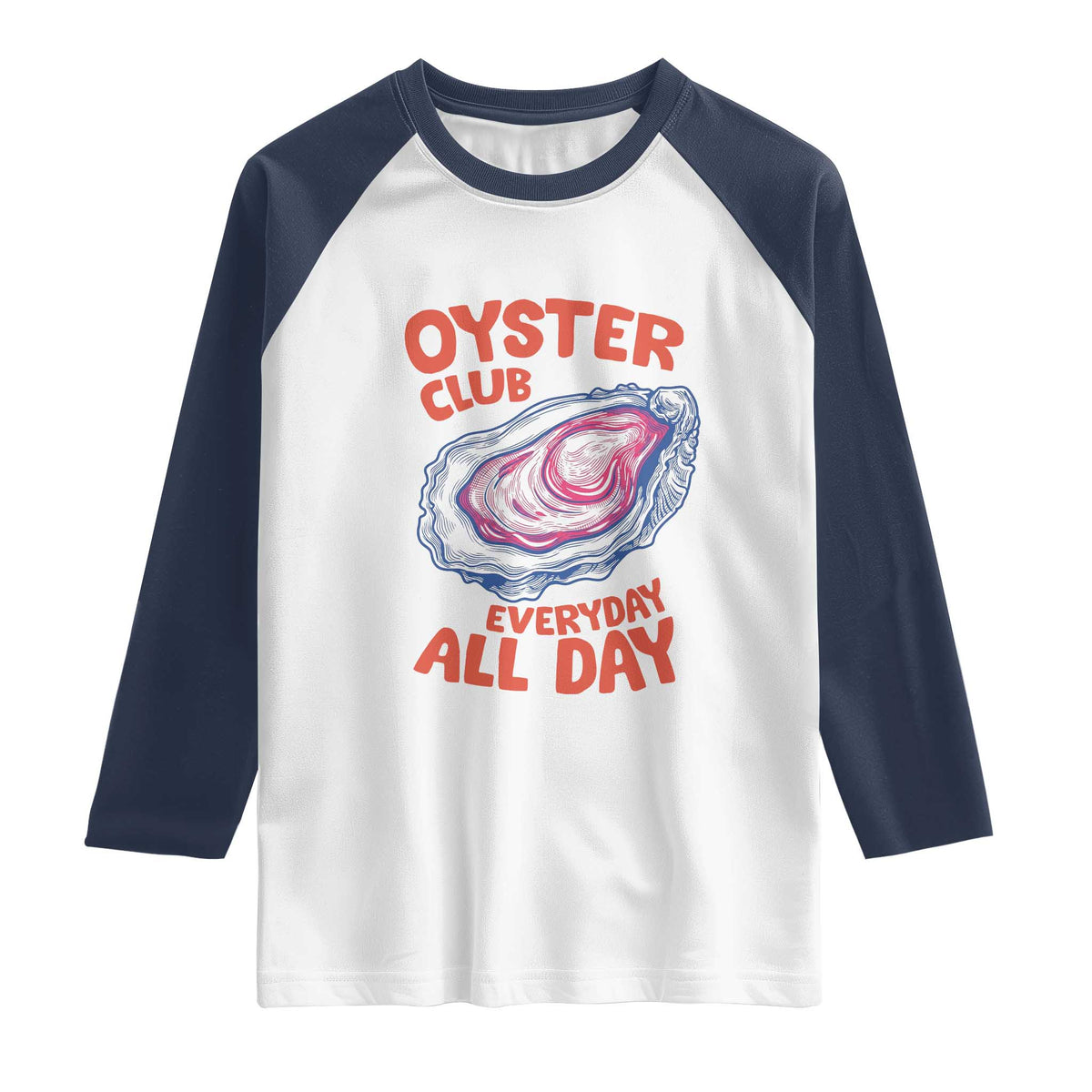 Oyster Club Raglan Shirt Retro Summer Beach Vacation Gift TS14 White Navy Print Your Wear