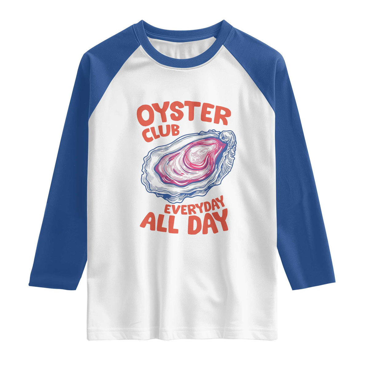 Oyster Club Raglan Shirt Retro Summer Beach Vacation Gift TS14 White Royal Print Your Wear