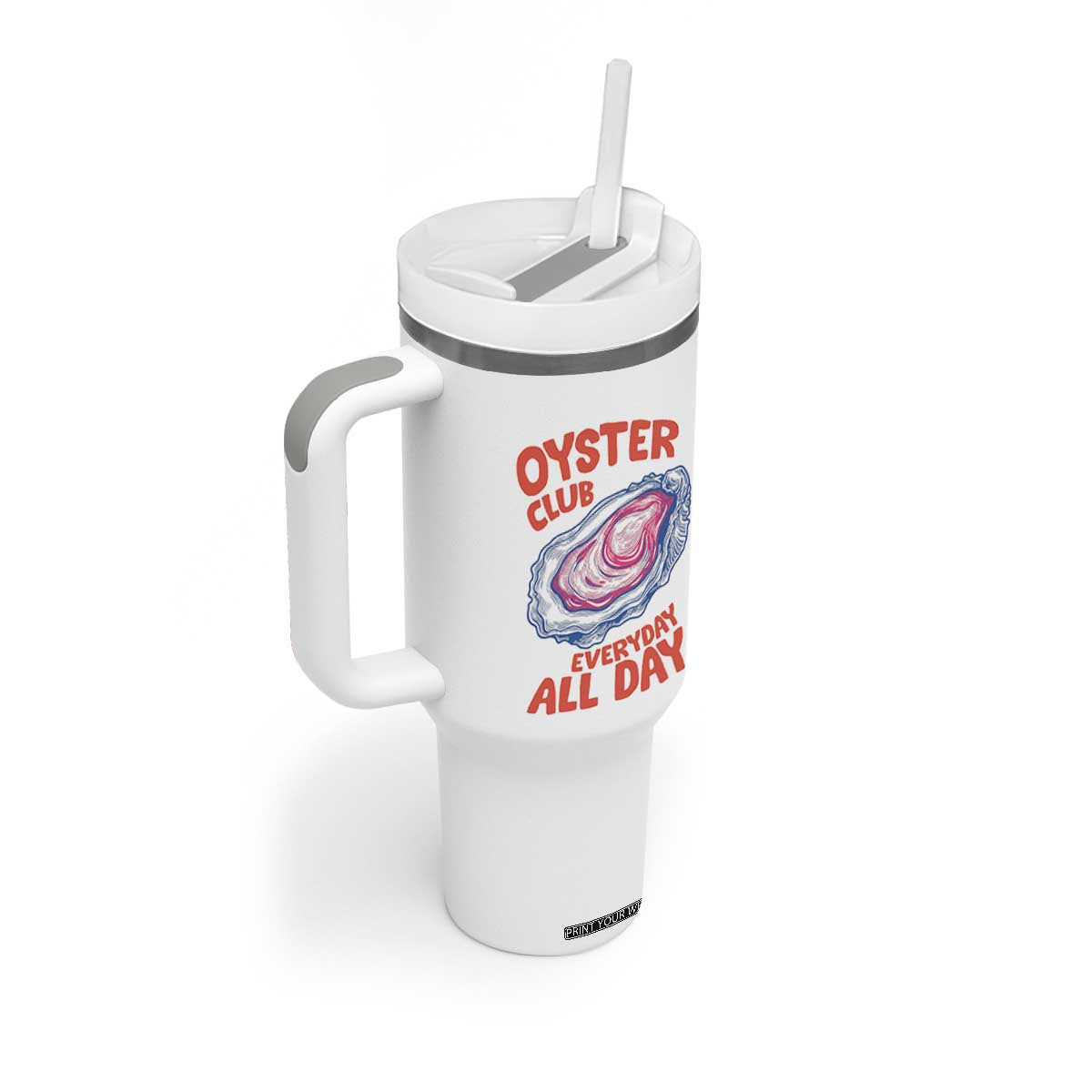 Oyster Club Tumbler With Handle Retro Summer Beach Vacation Gift TS14 Print Your Wear