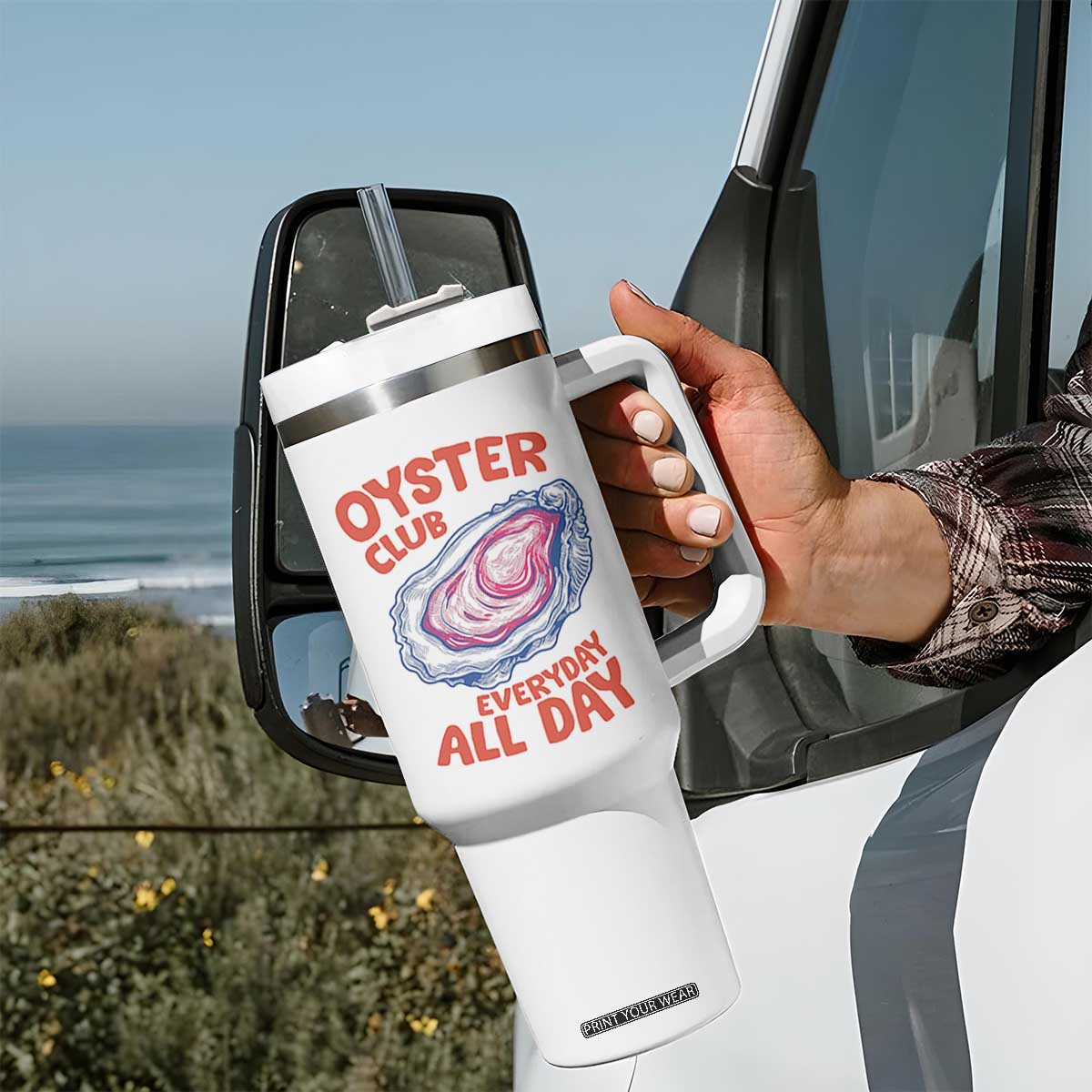Oyster Club Tumbler With Handle Retro Summer Beach Vacation Gift TS14 Print Your Wear