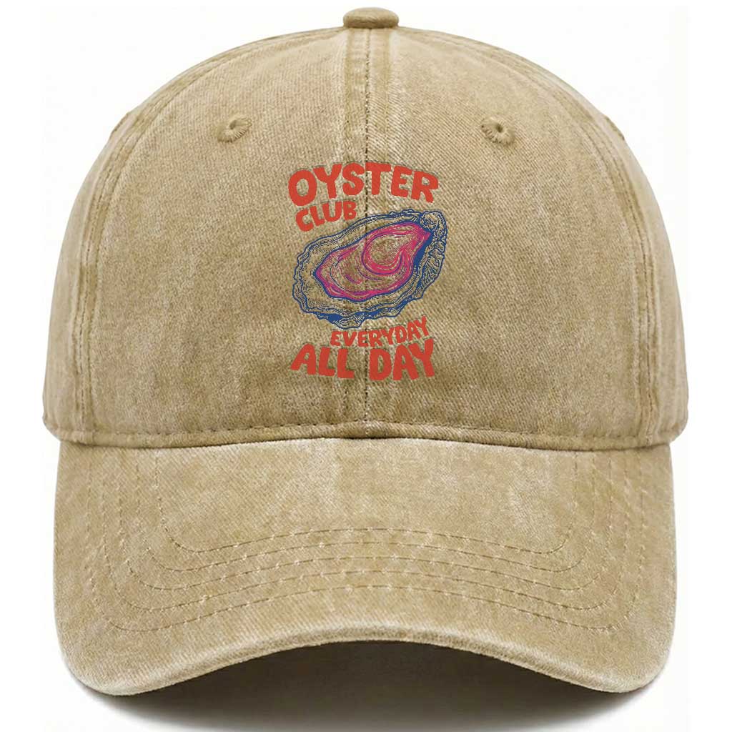 Oyster Club Washed Cotton Baseball Cap Retro Summer Beach Vacation Gift TS14 Print Your Wear