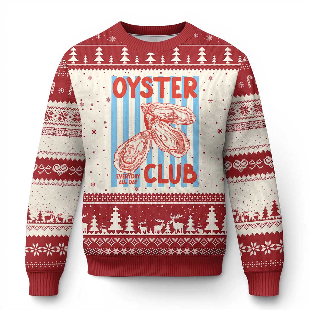 Oyster Club Ugly Christmas Sweater Coastal Girls Trip Beach Vacation Gift TS14 Beige Red Print Your Wear
