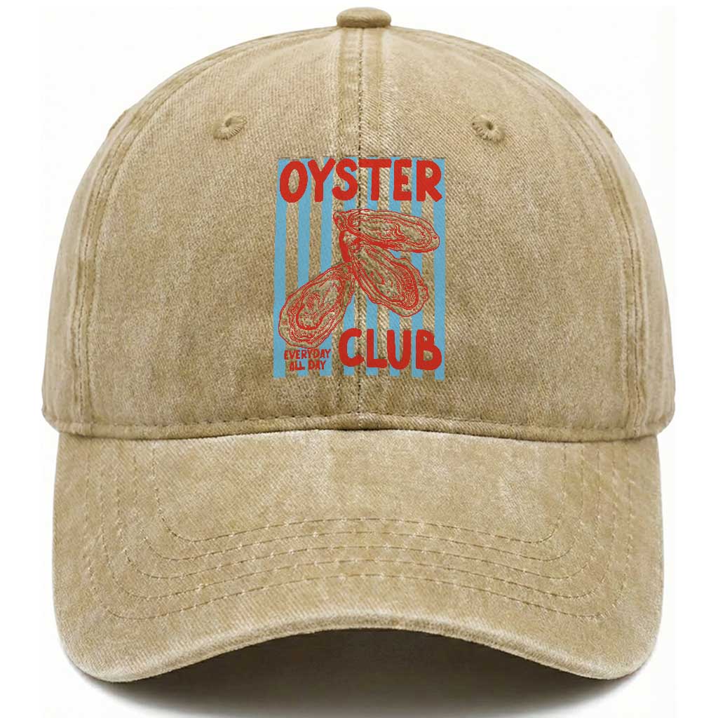 Oyster Club Washed Cotton Baseball Cap Coastal Girls Trip Beach Vacation Gift TS14 Print Your Wear