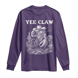 Yee Claw Lobster Long Sleeve Shirt Funny Crawfish Western Meme TS14 Purple Print Your Wear