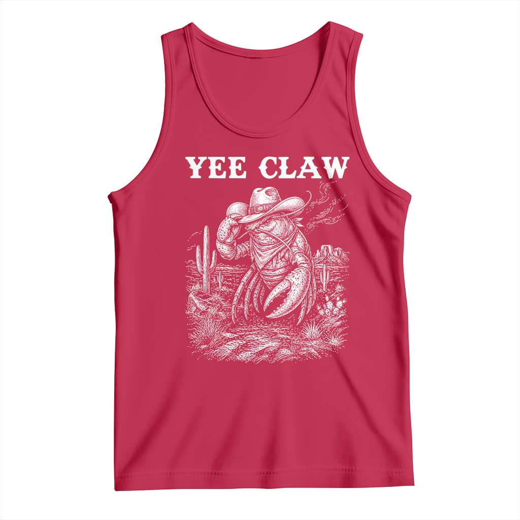 Yee Claw Lobster Tank Top Funny Crawfish Western Meme TS14 Red Print Your Wear