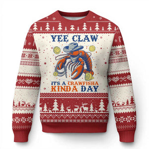Yee Claw Lobster Ugly Christmas Sweater It's a Crawfish Kinda Day Summer Beach Vaction Gift TS14 Beige Red Print Your Wear