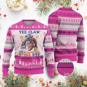 Yee Claw Lobster Ugly Christmas Sweater It's a Crawfish Kinda Day Summer Beach Vaction Gift TS14 Hot Pink Print Your Wear