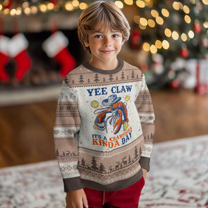 Yee Claw Lobster Ugly Christmas Sweater It's a Crawfish Kinda Day Summer Beach Vaction Gift TS14 Mocha Mousse Print Your Wear