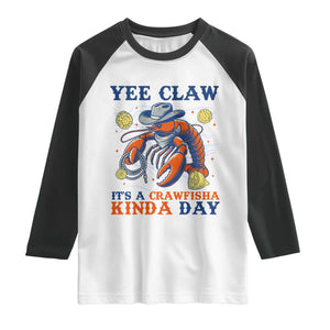 Yee Claw Lobster Raglan Shirt It's a Crawfish Kinda Day Summer Beach Vaction Gift TS14 White Black Print Your Wear