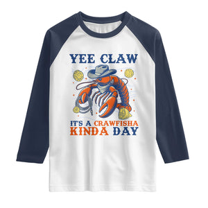 Yee Claw Lobster Raglan Shirt It's a Crawfish Kinda Day Summer Beach Vaction Gift TS14 White Navy Print Your Wear