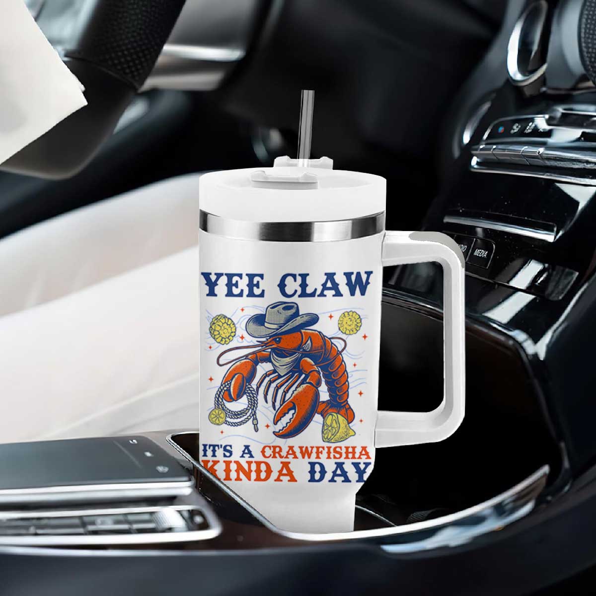 Yee Claw Lobster Tumbler With Handle It's a Crawfish Kinda Day Summer Beach Vaction Gift TS14 Print Your Wear
