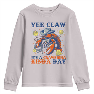 Yee Claw Lobster Youth Sweatshirt It's a Crawfish Kinda Day Summer Beach Vaction Gift TS14 Ice Gray Print Your Wear