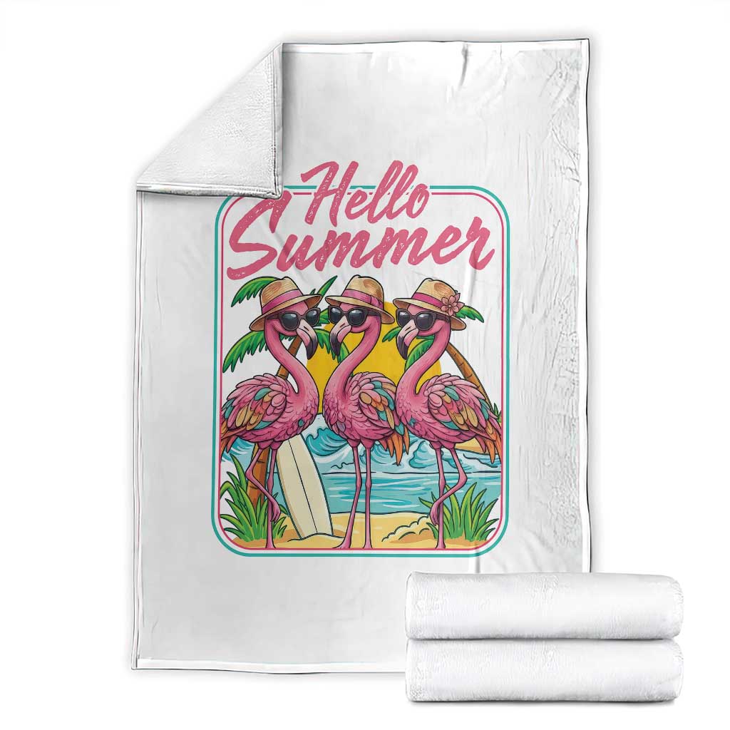 Summer Flamingo Pink Throw Blanket Tropical Palm Tree Beach Vacation TS14 White Print Your Wear