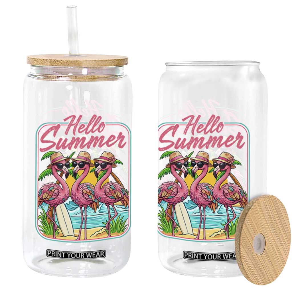Summer Flamingo Pink Glass Can Tropical Palm Tree Beach Vacation TS14 Print Your Wear