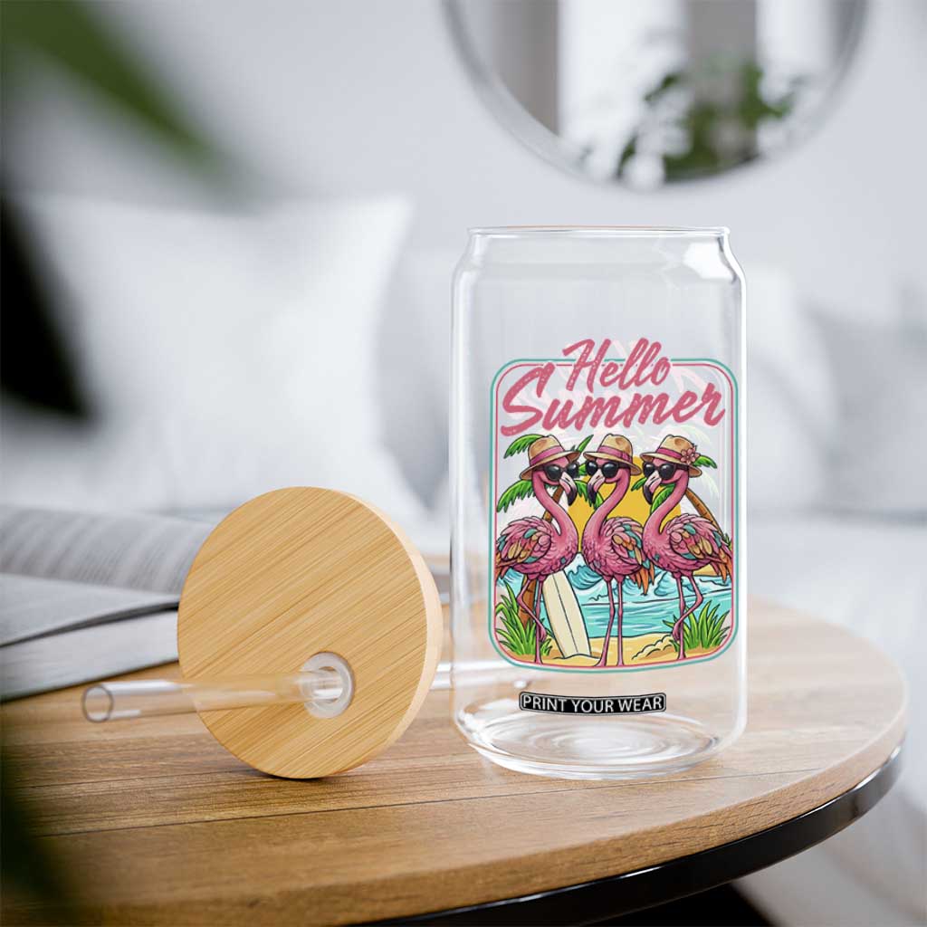Summer Flamingo Pink Glass Can Tropical Palm Tree Beach Vacation TS14 Print Your Wear
