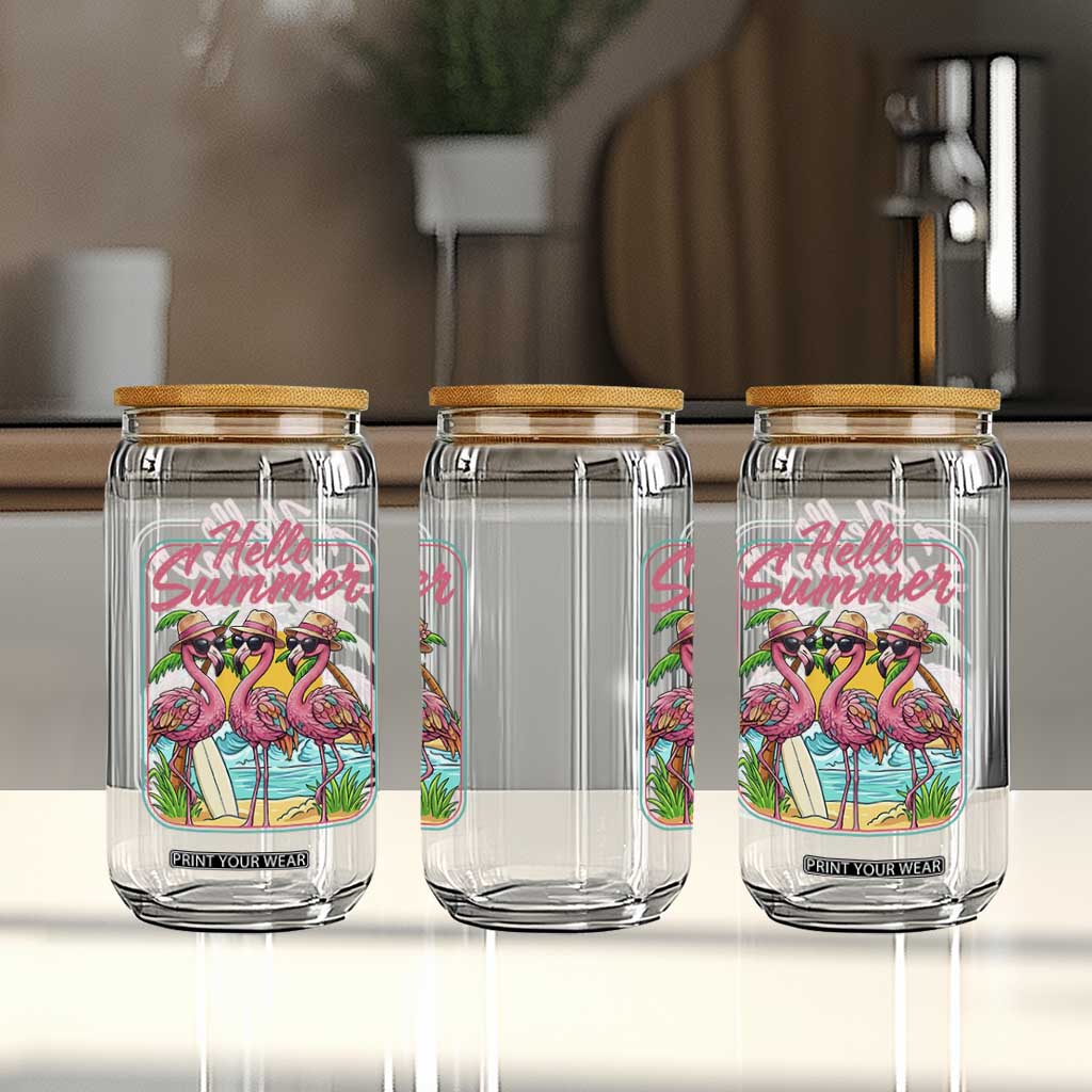 Summer Flamingo Pink Glass Can Tropical Palm Tree Beach Vacation TS14 Print Your Wear
