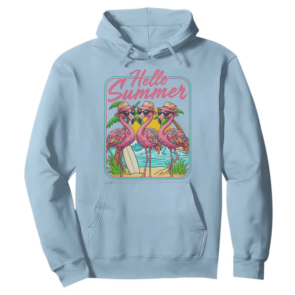 Summer Flamingo Pink Hoodie Tropical Palm Tree Beach Vacation TS14 Light Blue Print Your Wear