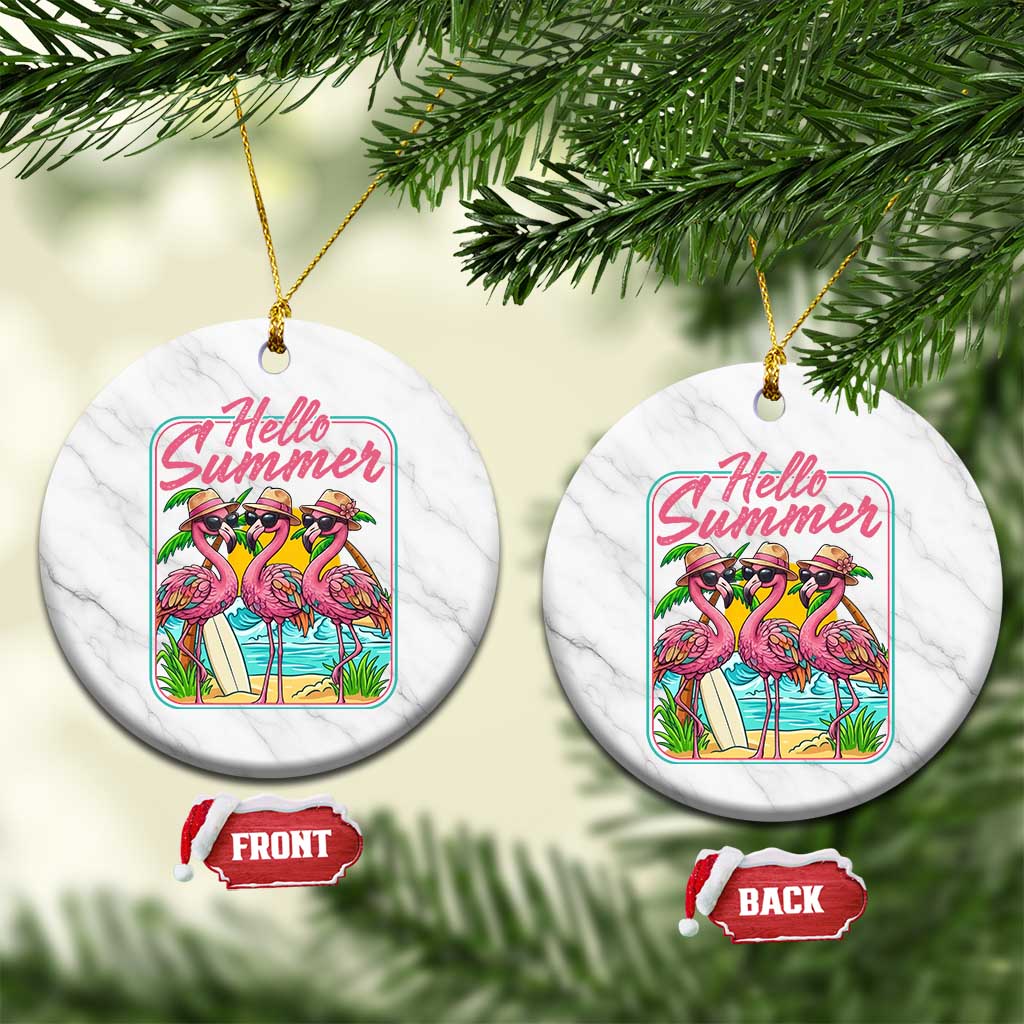 Summer Flamingo Pink Ceramic Ornament Tropical Palm Tree Beach Vacation TS14 1pc White Marble Print Your Wear