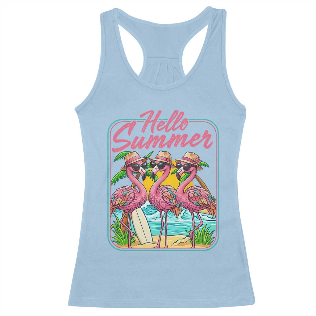 Summer Flamingo Pink Racerback Tank Top Tropical Palm Tree Beach Vacation TS14 Light Blue Print Your Wear