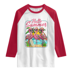 Summer Flamingo Pink Raglan Shirt Tropical Palm Tree Beach Vacation TS14 White Red Print Your Wear