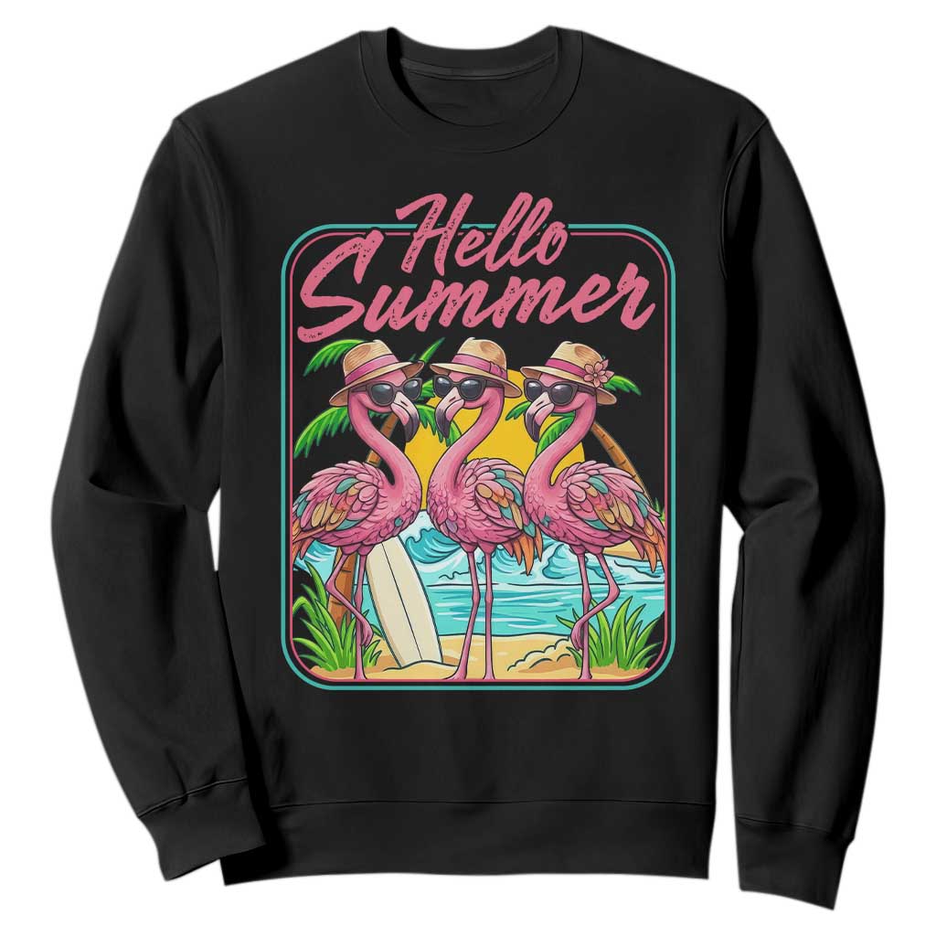 Summer Flamingo Pink Sweatshirt Tropical Palm Tree Beach Vacation TS14 Black Print Your Wear