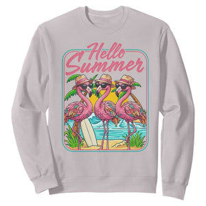 Summer Flamingo Pink Sweatshirt Tropical Palm Tree Beach Vacation TS14 Ice Gray Print Your Wear