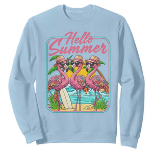 Summer Flamingo Pink Sweatshirt Tropical Palm Tree Beach Vacation TS14 Light Blue Print Your Wear