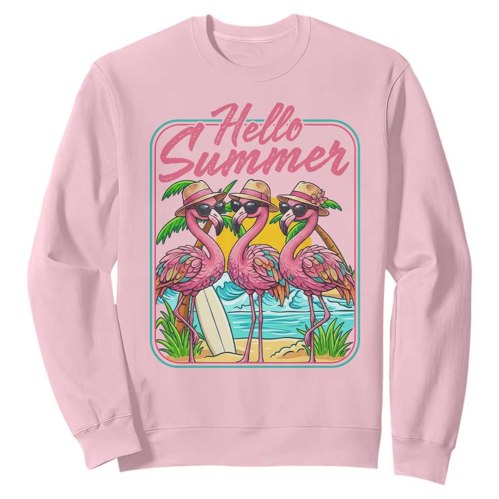 Summer Flamingo Pink Sweatshirt Tropical Palm Tree Beach Vacation TS14 Light Pink Print Your Wear