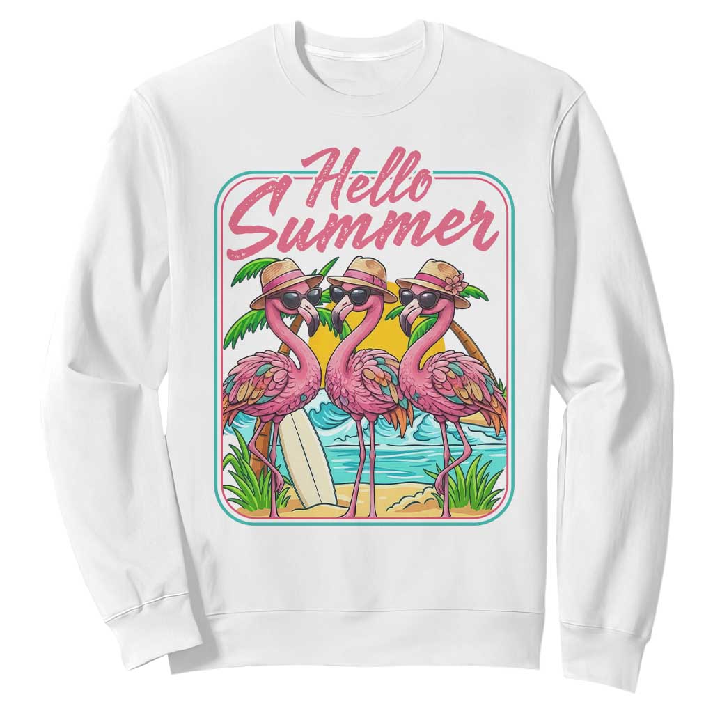 Summer Flamingo Pink Sweatshirt Tropical Palm Tree Beach Vacation TS14 White Print Your Wear