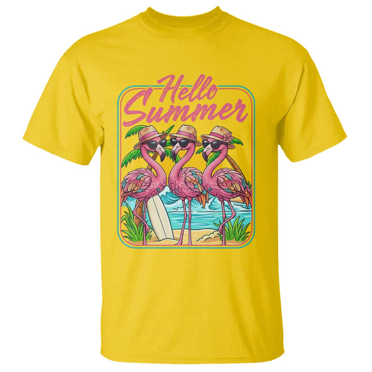Summer Flamingo Pink T Shirt Tropical Palm Tree Beach Vacation TS14 Daisy Print Your Wear