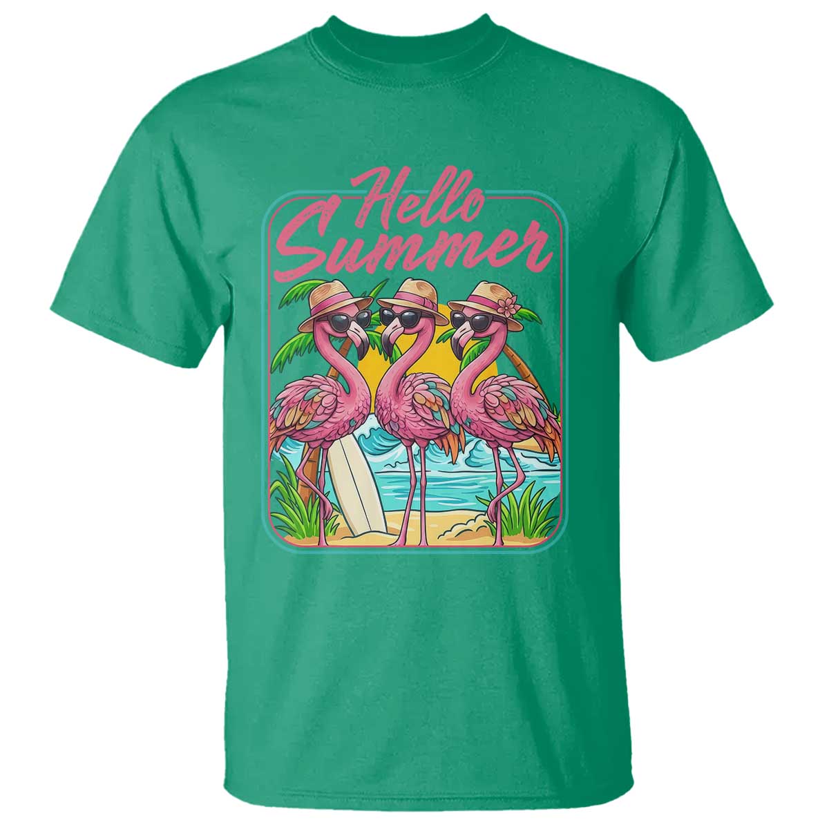 Summer Flamingo Pink T Shirt Tropical Palm Tree Beach Vacation TS14 Irish Green Print Your Wear
