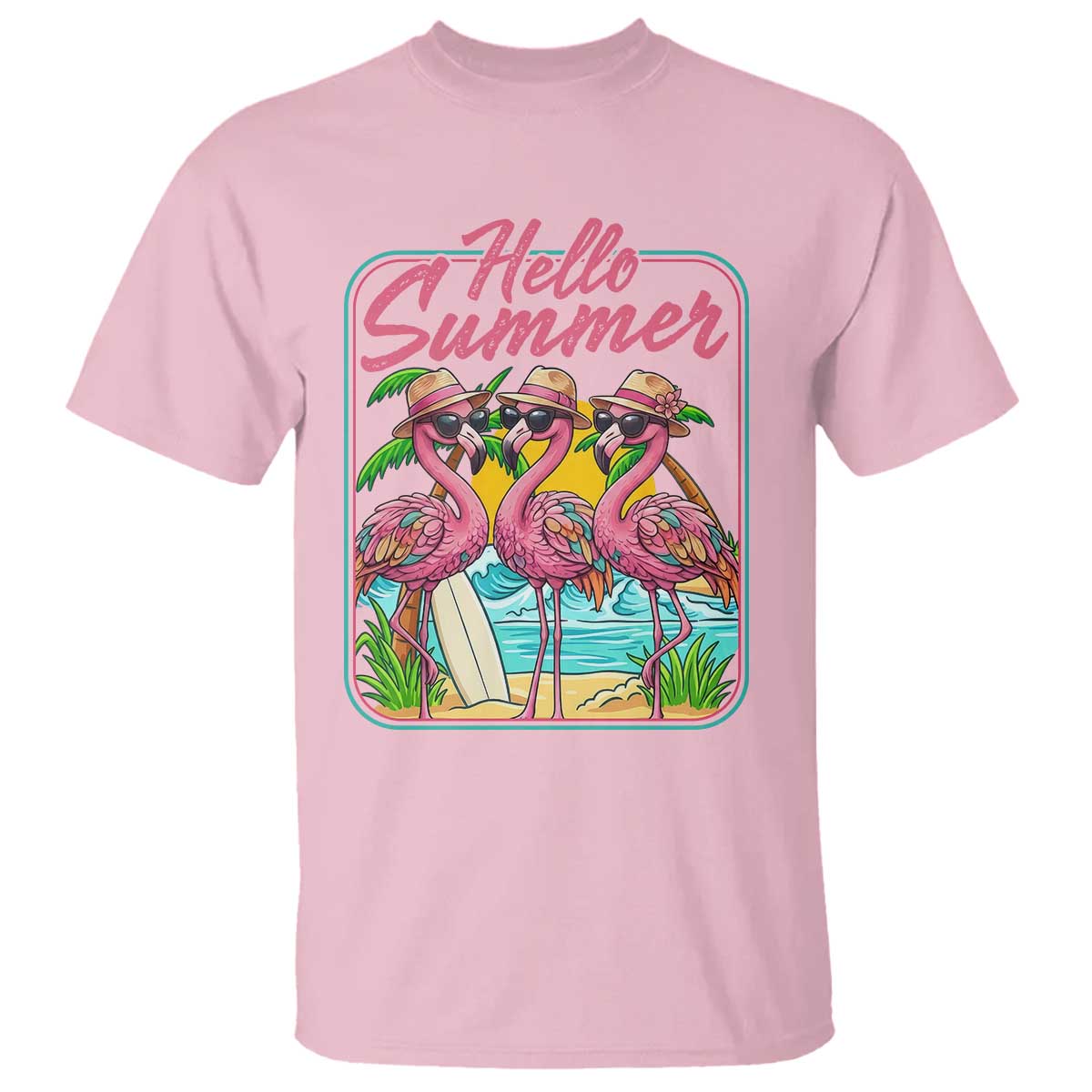 Summer Flamingo Pink T Shirt Tropical Palm Tree Beach Vacation TS14 Light Pink Print Your Wear
